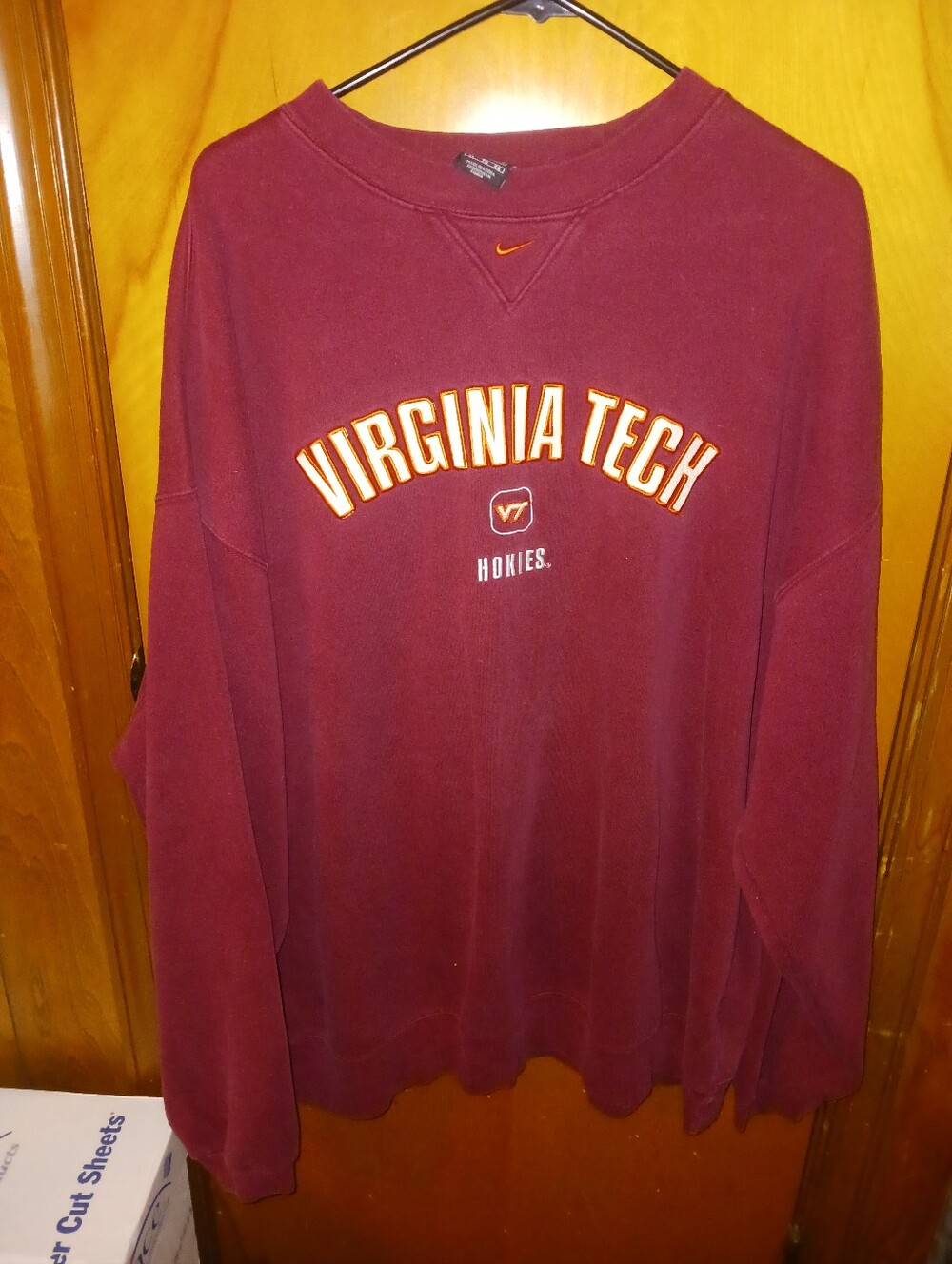 Nike Maroon Virginia Tech Crewneck Sweatshirt with Orange Accents